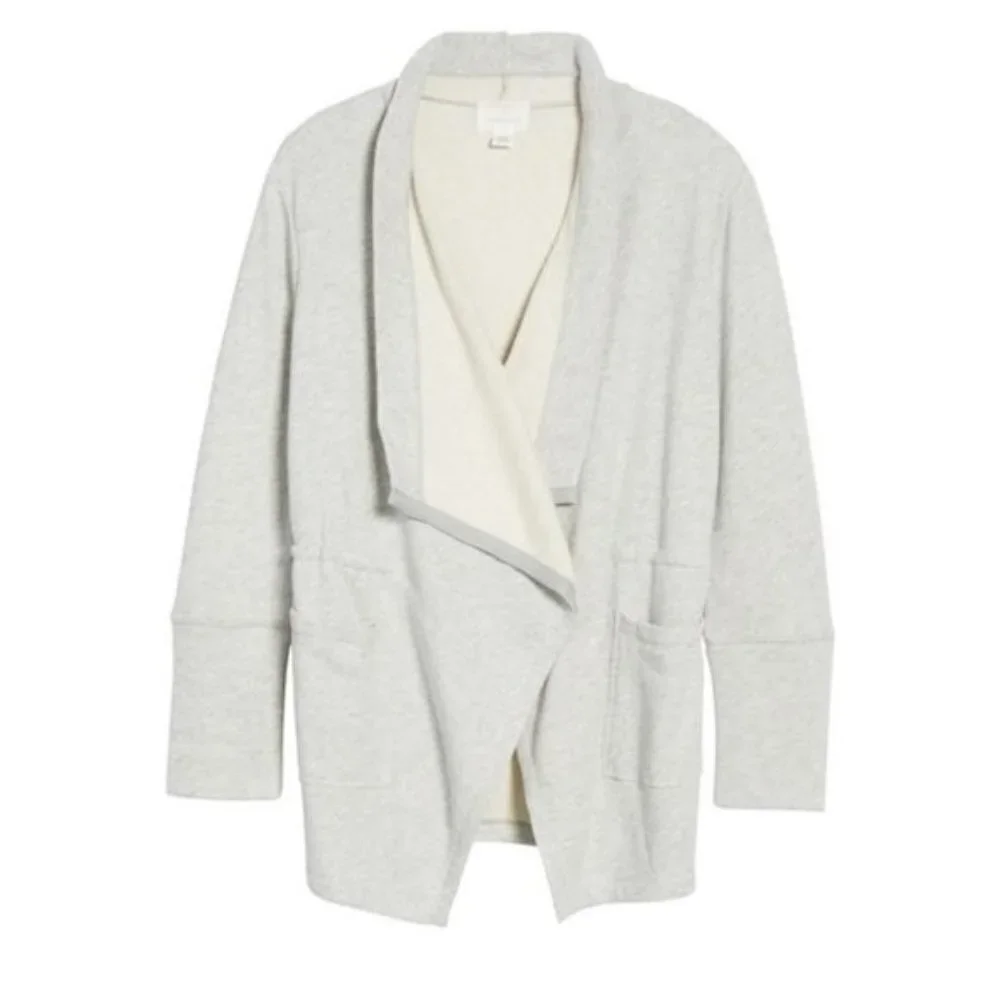 Caslon Asymmetrical Drape Collar Terry Jacket - Picture 5 of 5